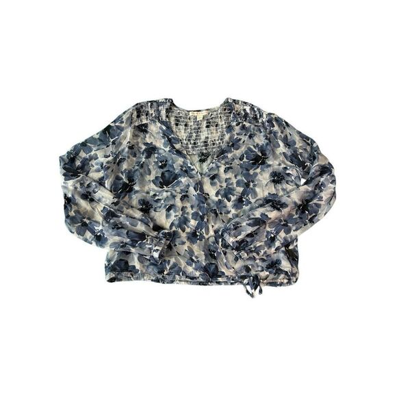 Chelsea and Violet blue floral boho long sleeve shirt size medium - Picture 4 of 7